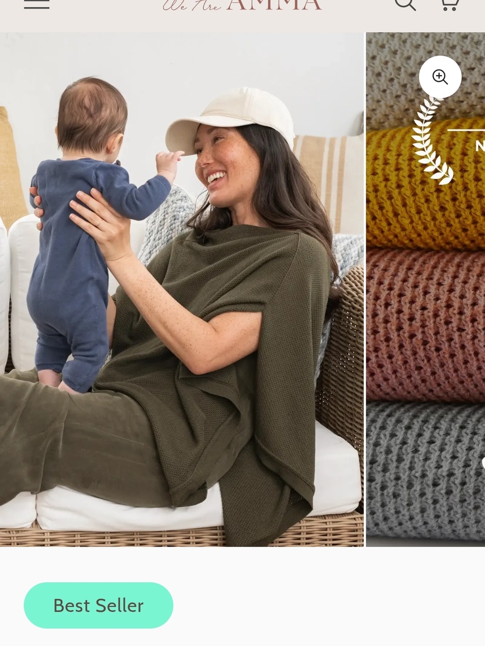 Waffle Knit Throw Blanket in Olive - We Are Amma